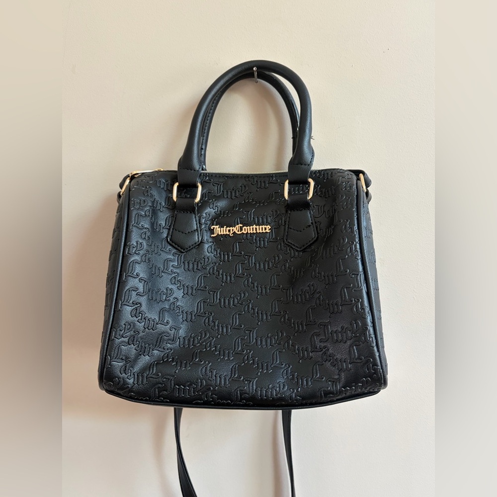 Juicy Couture Black Faux Leather Handbag Shoulder Bag, Y2K Style Accessory Purse